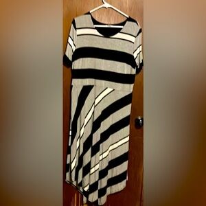 Cato Black and Gray Striped High Low Dress